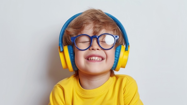 Kit with autism with headphone